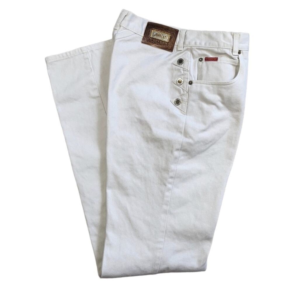 Vintage‎ Lawman 3 Side button High Waist Jeans Cream White Sz 13